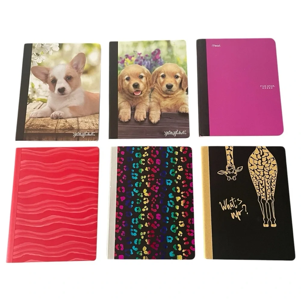 NWT Assorted Lot of Lined School Notebooks Puppies, Animal Print, Giraffe, Etc.